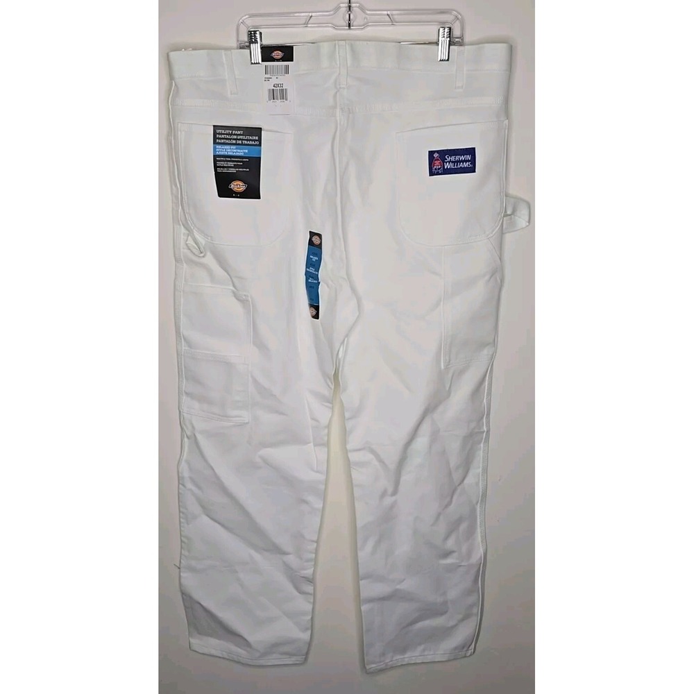 Dickies‎ Utility Pants Mens 42x32 White Carpenter Relaxed Fit Sherwin Williams
